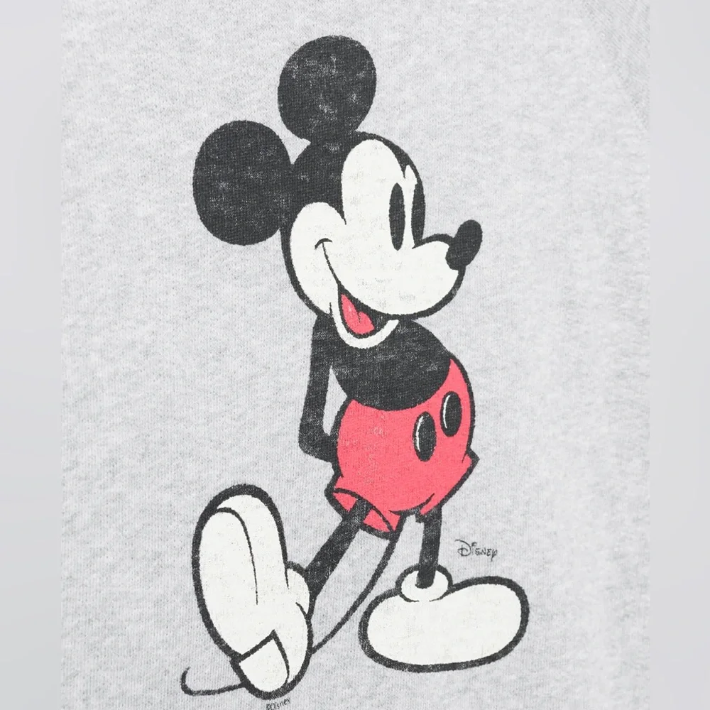 Junk Food Clothing x Disney Kids’ Mickey Raglan Fleece Heather Grey Sweatshirt—S